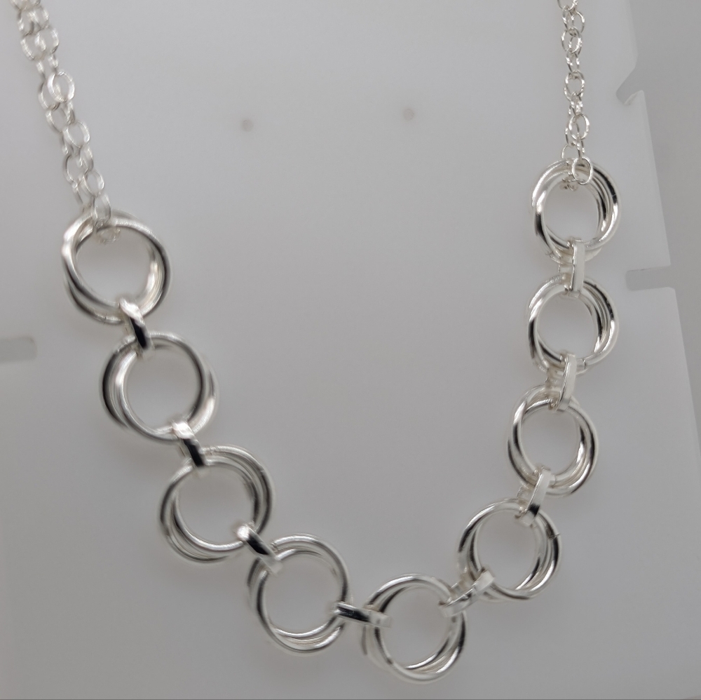 Sterling Silver Double Link Adjustable Chain Neck… - image 2